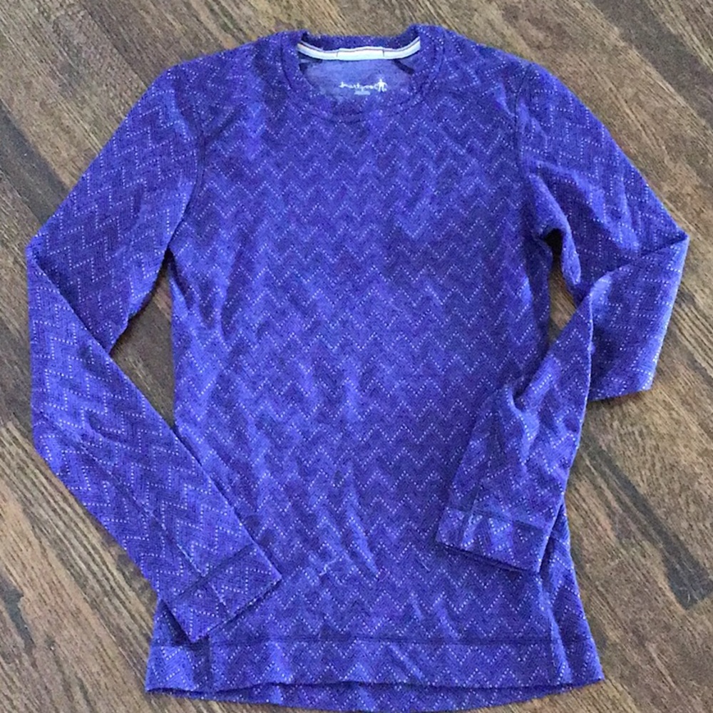2 Smartwool sz S purple base layer top zig zag